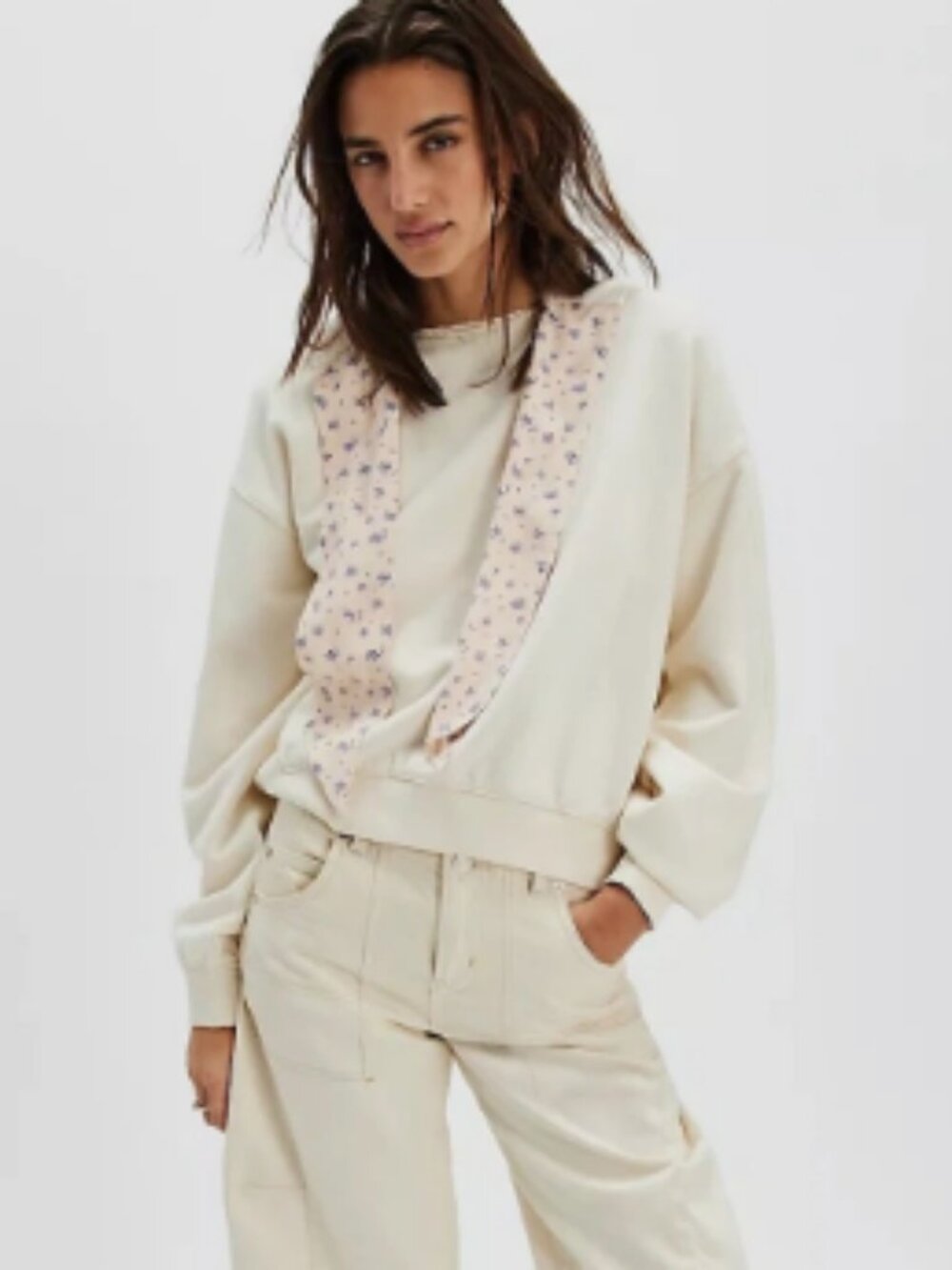 NWOT Free People Headscarf Hoodie Buttercup Combo Medium